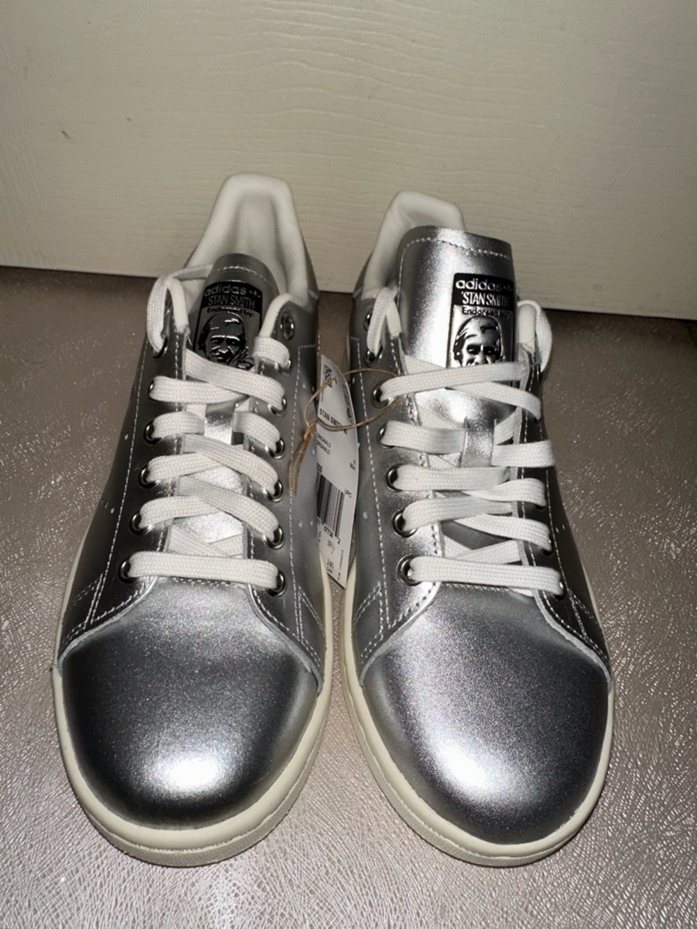 adidas Stan Smith Metallic Silver Low-Top Sneakers NWT 7.5